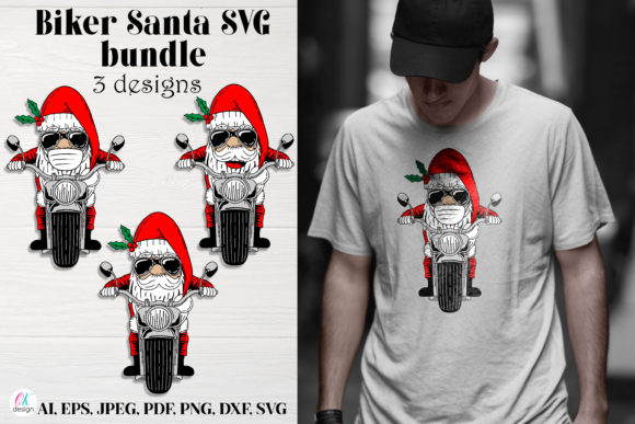 Biker Santa SVG Bundle: A Festive Twist for Embroiderers