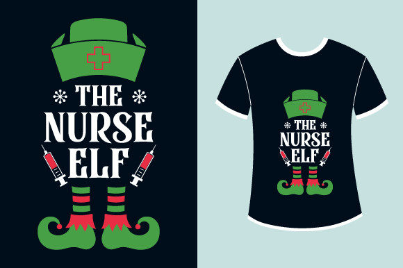 Nurse Elf Christmas T-Shirt Embroidery Design