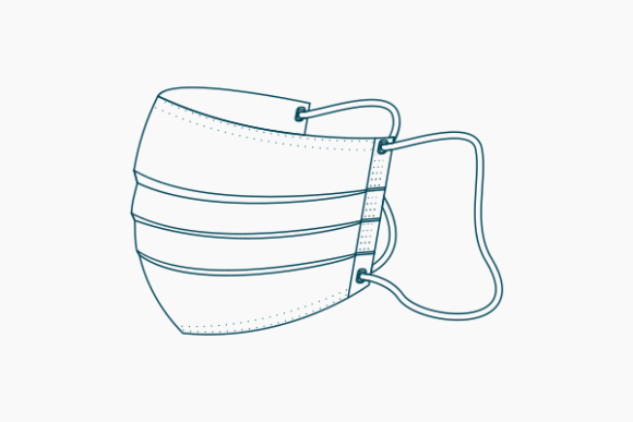 Outline Side View Shaped Medical Mask