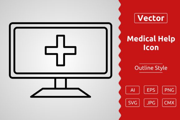 Vector Online Medical Help Outline Icon Review
